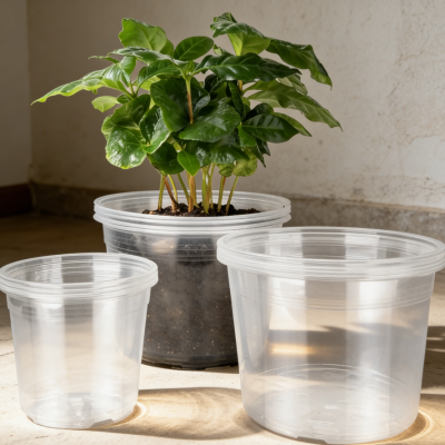 Large Transparent Nursery Pots (15/20/25 cm) — 12-Piece Plastic Set with Drainage Function; Ideal for Vegetables and Orchids