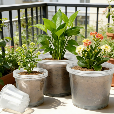 Large Transparent Nursery Pots (10/15/20/25 cm) — 16-Piece Plastic Set with Drainage Holes; Ideal for Succulents and Vegetables
