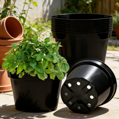 20cm Plastic Flower Pots, 15-Pack (Thickened Nursery Pots with Drainage Holes) — Indoor/Outdoor Planters, Suitable for Vegetables & Flowers