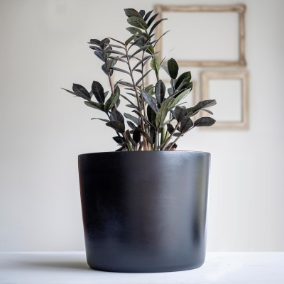 30cm Large Flower Pot (Black) – Ceramic Indoor Planter; Large-Sized Container for Flowers and Bonsai (Black)