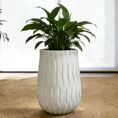 Diamond-Textured Indoor Planter — Large, Straight-Sided Design — Ideal for Homes, Gardens, and Offices (Wide-Base Style)