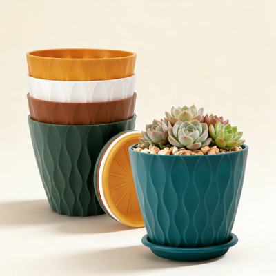 15cm Flower Pots – Set of 5 – Versatile for Indoor & Outdoor Use – Includes Drainage Holes & Saucers (Assorted Colors)